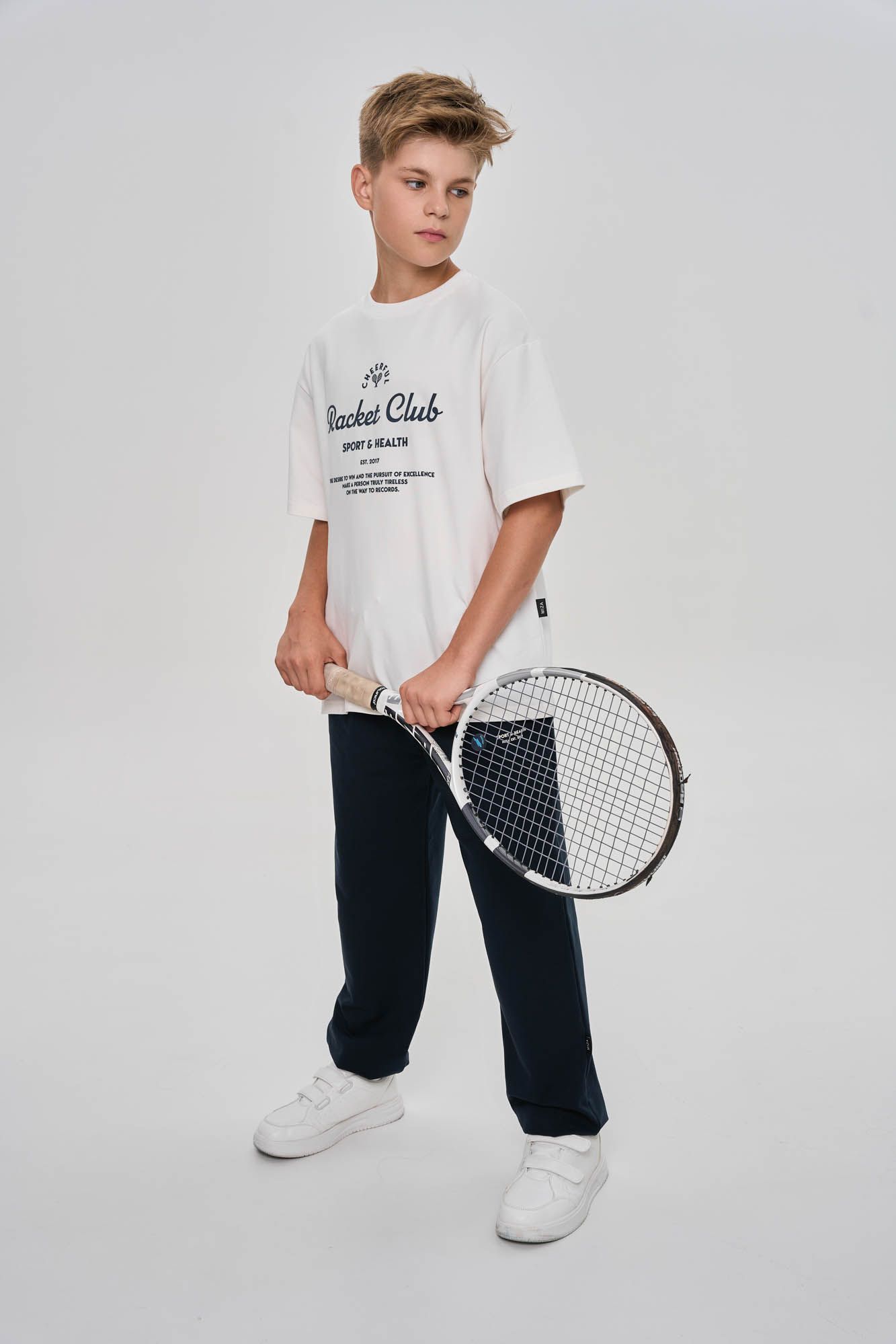 Футболка Racket Club свободного кроя  (134 молочный)