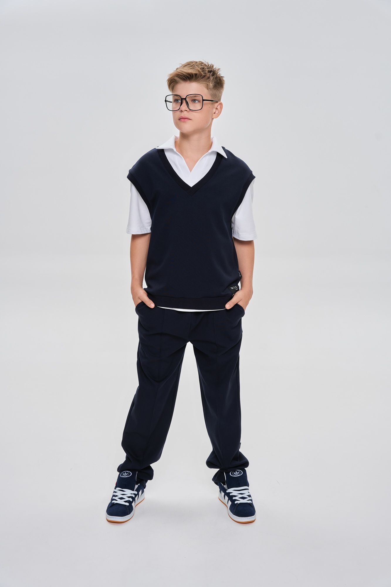 Брюки зауженные со стрелками (152 синий)